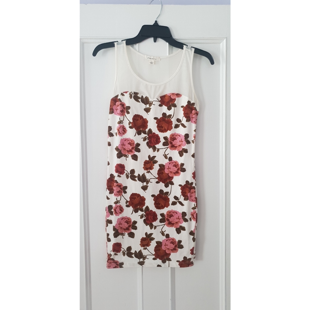 White Rose Print Minidress